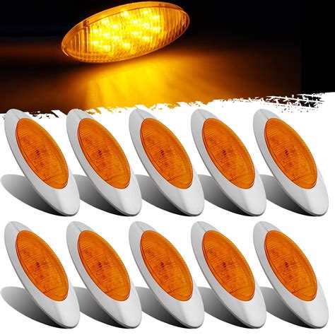 Partsam Pcs Led Stf Marker Lights Oval Amber Led Side Marker