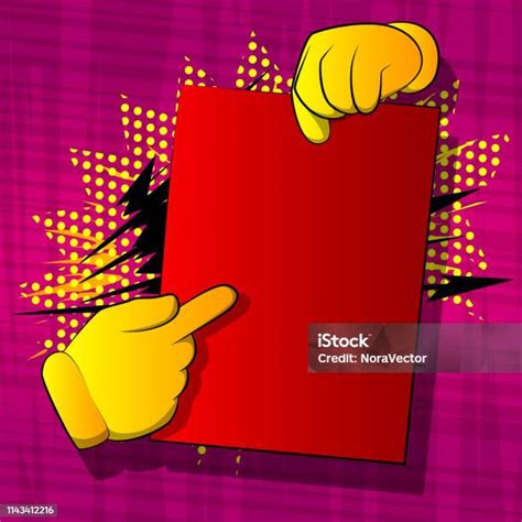 Cartoon Hands Holding Paper And Pointing At It Stock Illustration