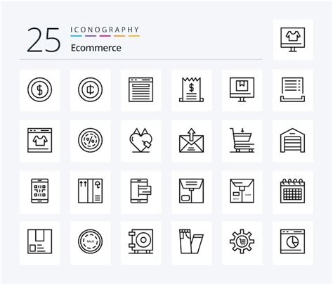 Paquete de iconos de 25 líneas de comercio electrónico que incluye