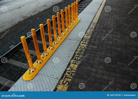 Stay Behind The Yellow Line Warning Metro Markings Metro Platform In