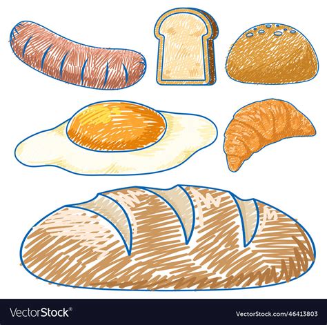 Yellow foods in pencil colour sketch simple style Vector Image