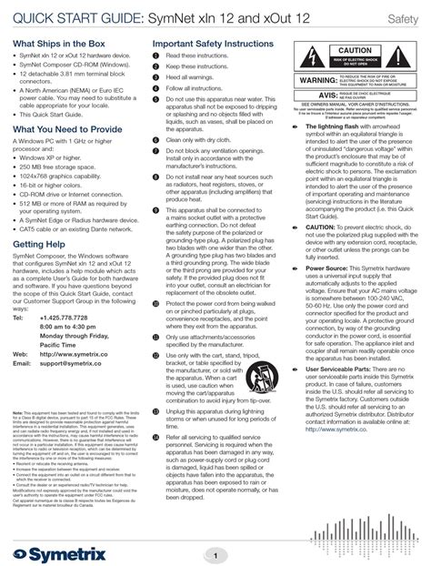 Symetrix Symnet Xin 12 Quick Start Manual Pdf Download Manualslib