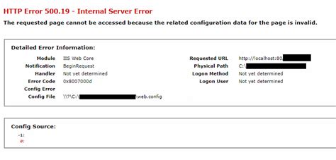 Asp Net Error 500 19 The Requested Page Cannot Be Accessed