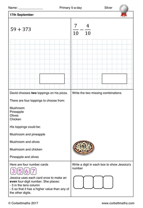 Corbettmaths On Twitter Primary 5 A Day With 4 Levels Of Difficulty Bronze Silver Gold And