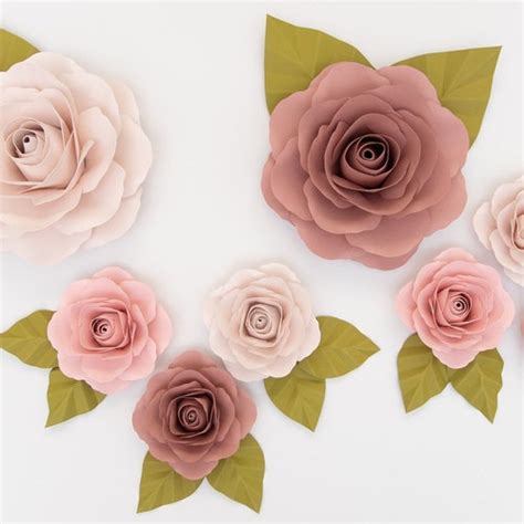 Paper Flower Template Svg And Printable Pdf Paper Rose Etsy