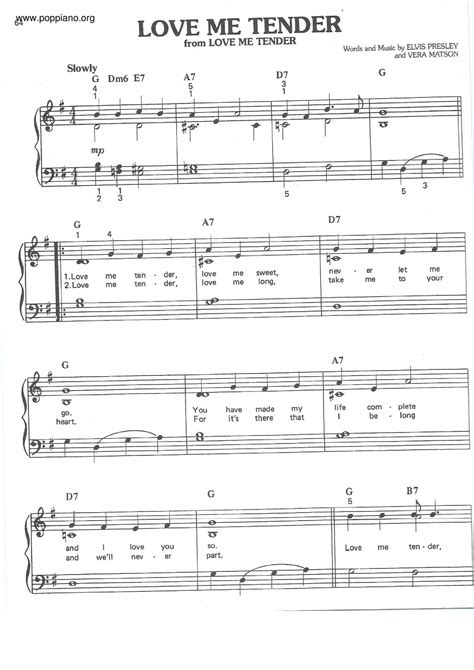 Elvis Presley Love Me Tender Sheet Music Pdf Free Score Download ★