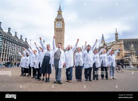 London UK 20 February 2023 A Flashmob Of Singing Doctors And