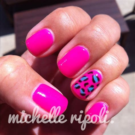 Hot Pink And Leopard Bio Sculpture Gel Leopard Nails Pink Leopard