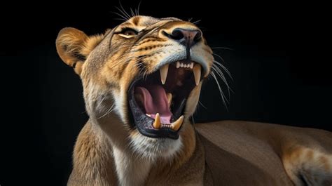 Premium Photo Lioness With Mouth Open Panthera Leo