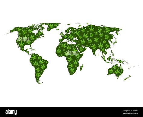 World map formed by marijuana leafs. Vector illustration Stock Photo - Alamy