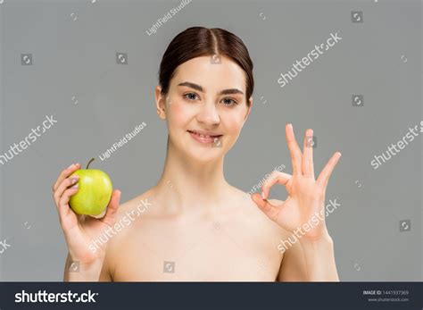 Cheerful Nude Woman Smiling While Holding Stock Photo Shutterstock
