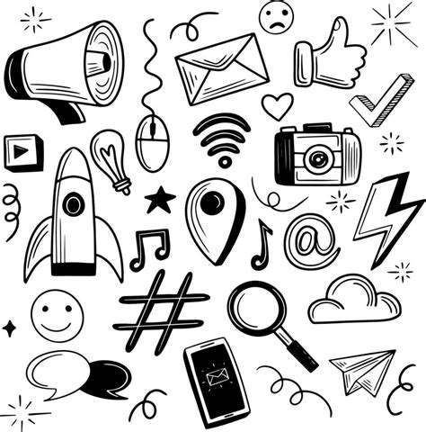 hand drawn social media icons set vector 40519582 Vector Art at Vecteezy