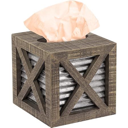 Barnyard Designs Rustic Galvanized Square Tissue Box Cover Decorative