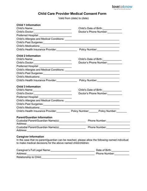 Babysitter Medical Consent Form PDF FormsPal