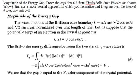 Solved Magnitude Of The Energy Gap Prove The Equation 6 6 Chegg