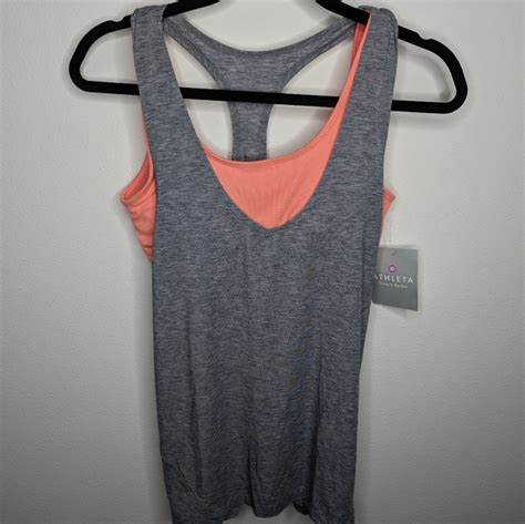 Athleta Tops Athleta Essence 2 In Tank S Gray Peach Bra Nwt Poshmark