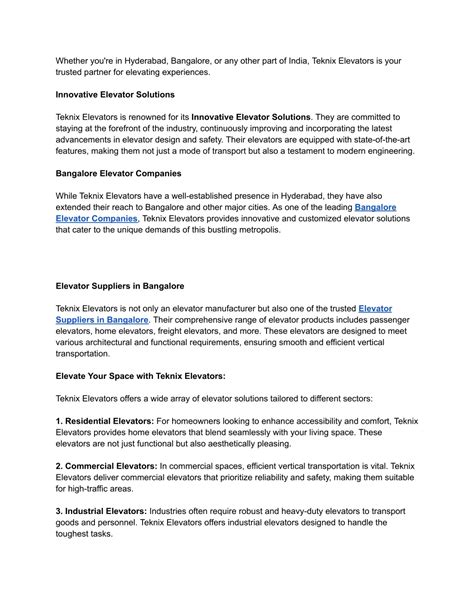 PPT Elevate Your Experience With Teknix Elevators Leading Elevator