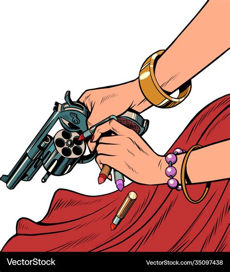 Beautiful Woman Killer With A Gun Royalty Free Vector Image