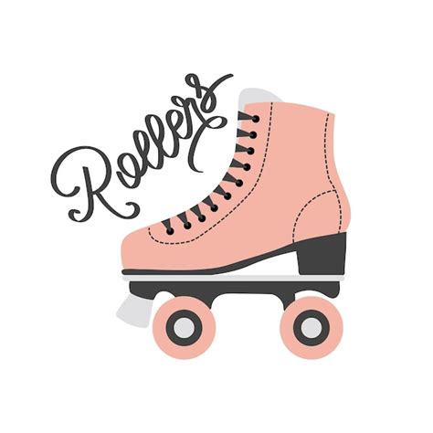 Patines Rosados Y Letras Retro Ilustraci N Del Icono En Estilo De