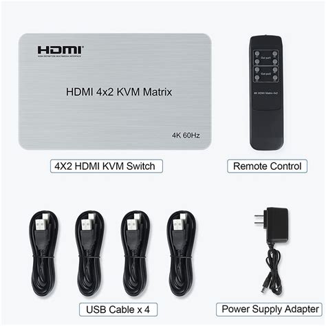 Buy Wholesale China 4 Port Usb Hdmi Kvm Matrix 4x2 Dual Monitor 4k 60hz