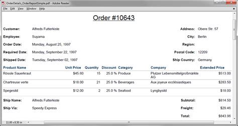 Code On Time Sample Applications Order Form Report Overview