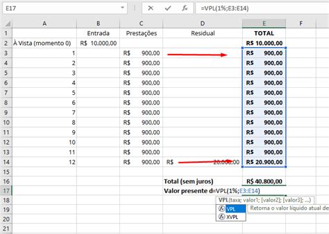 Como Calcular O Vpl Valor Presente L Quido Usando O Excel