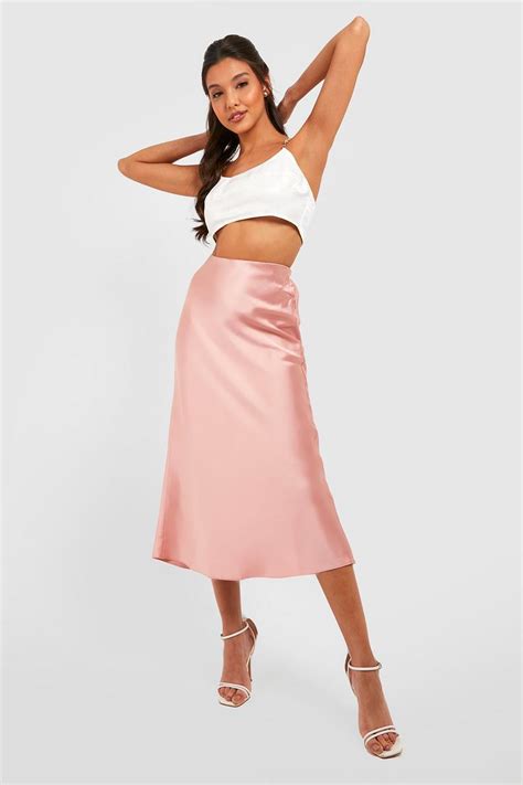 Satin Bias Midi Slip Skirt Boohoo Usa