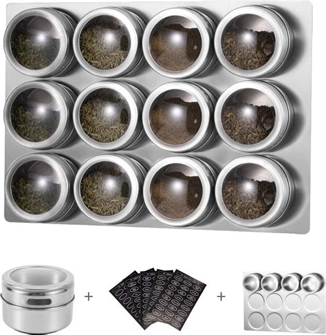 Amazon Hefantu Magnetic Spice Tins With Spice Racks Wall Mount