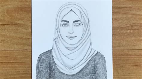 A Girl With Hijab Pencil Sketch How To Draw A Hijab Girl Youtube