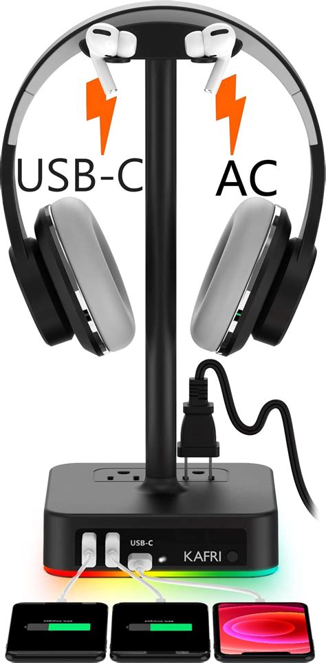 Amazon KAFRI RGB Headphone Stand With USB A C Charger Desk Gaming