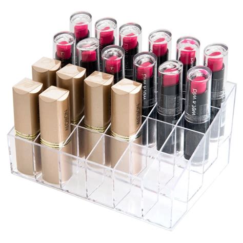 Grids Crystal Plastic Lipstick Storage Box Makeup Table Organizer