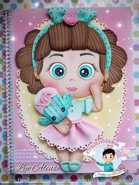 Capa De Caderno De Boneca De EVA DIY Molde Pronto Para Imprimir