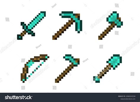 Minecraft Pixel Art Diamond Tools