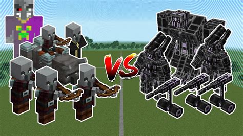 Robo Mobs Team Vs Illager Mobs Team Minecraft Mob Battle Youtube