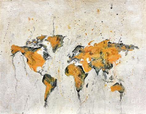 World Map Painting by Modern Art by Amy