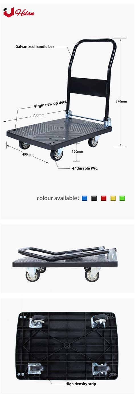 Uholan Ecth Industrial Foldable Plastic Platform Hand Truck Trolley