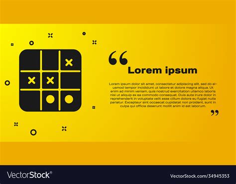 Black Tic Tac Toe Game Icon Isolated On Yellow Vector Image