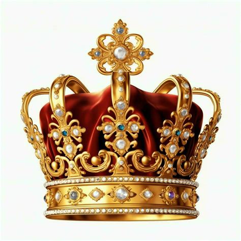 Regal golden emperor crown of a king on white background. 3D rendering ...