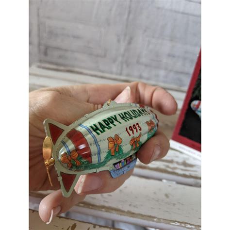 Hallmark Tin Blimp Hot Air Balloon Ornament Christmas Holiday Tree