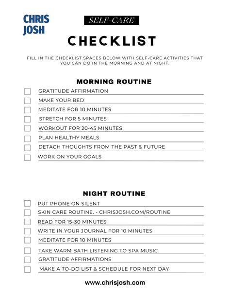 Self-Care Checklist – Chris Josh