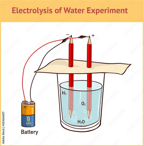 Vector Illustration Of Electrolysis Splitting Water Stock Vector