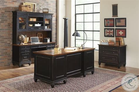 Hartford Distressed Black Home Office Set From Martin Furniture