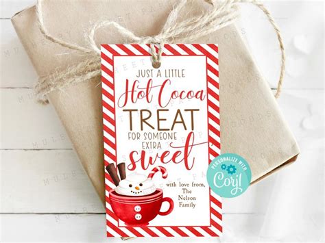 Printable Hot Cocoa Christmas Gift Tag Hot Chocolate Treat For Someone Sweet Bag Tag Christmas