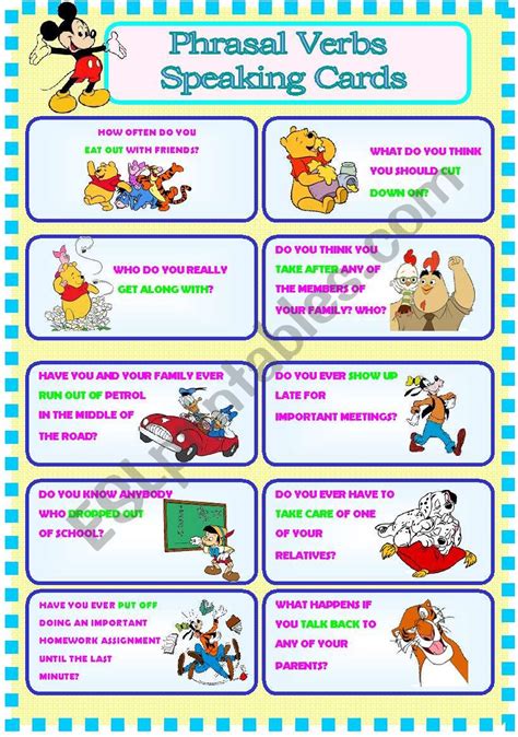 Phrasal Verbs Speaking Cards Fully Editable Esl Worksheet By Rainbow