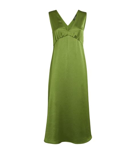 Womens Weekend Max Mara Green Satin Midi Dress Harrods Ca