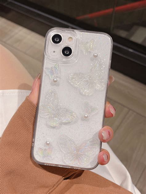 Funda De Celular Transparente Con Dise O De Mariposa Moda De Mujer