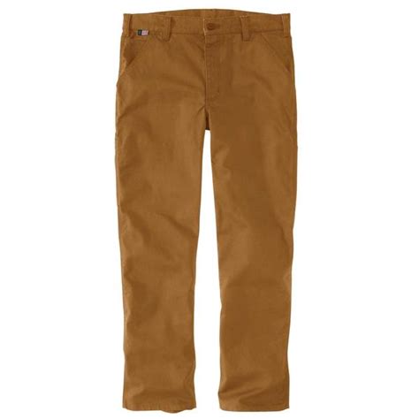 Carhartt Mens Flame Resistant Rugged Flex Relaxed Fit Duck Utility Work Pants 105014 Brn