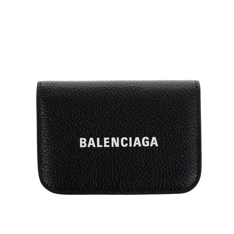 Balencaiga 經典品牌字母logocash粒面小牛皮迷你三折短夾 黑色 Pchome 24h購物