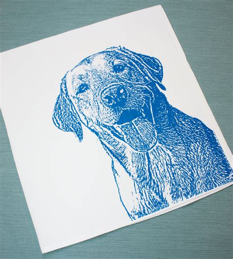 Happy Lab Tea Towel In Royal Blue Labrador Retriever Tea Etsy