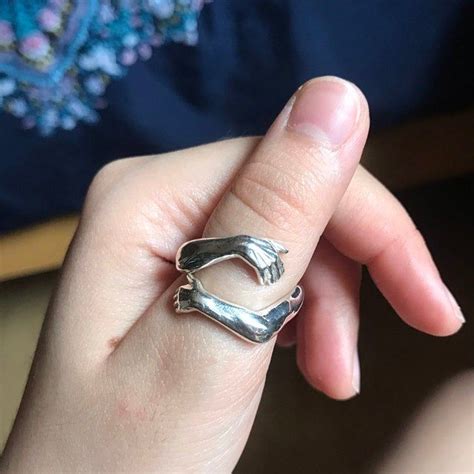 Hug Ring Sterling Silver Handmade Friendship Ring Love Ring Hands Ring